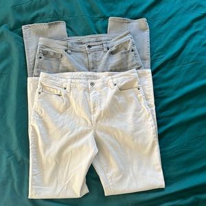 2 pair of Lands End Stretch Mid Rise Straight Jeans